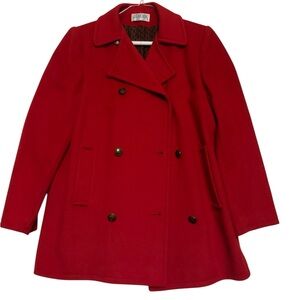 J.G. Hook Women's 100% Wool Red Vintage Pea Coat Made in U.S.A. Retro